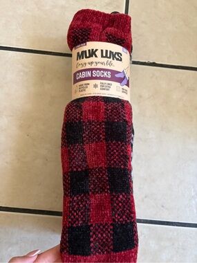 Muk Luks Red & Black Buffalo Plaid Cabin Socks